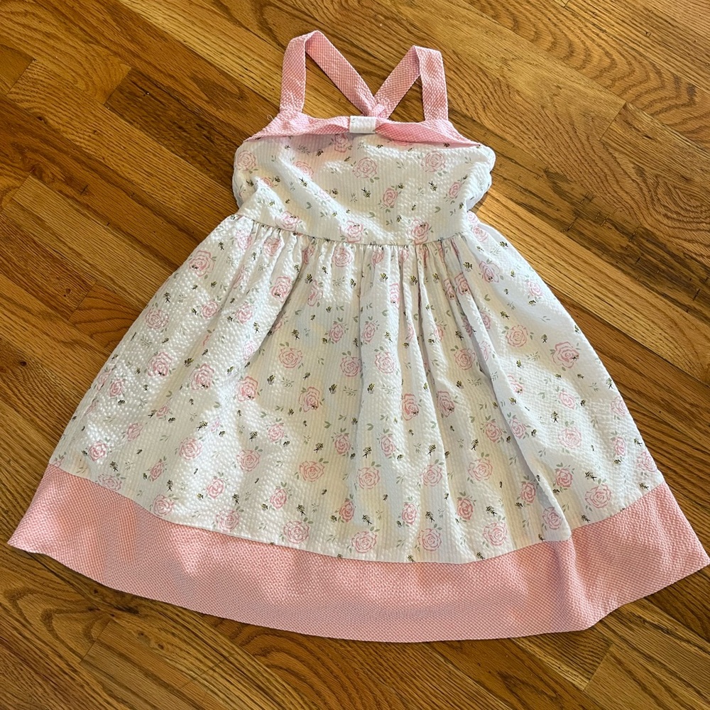 Laura Ashley London Floral and bees Pink and White Kids Dress size 6